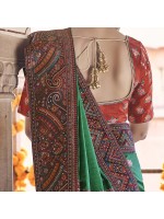 Adorable Green Dola Silk Designer Saree